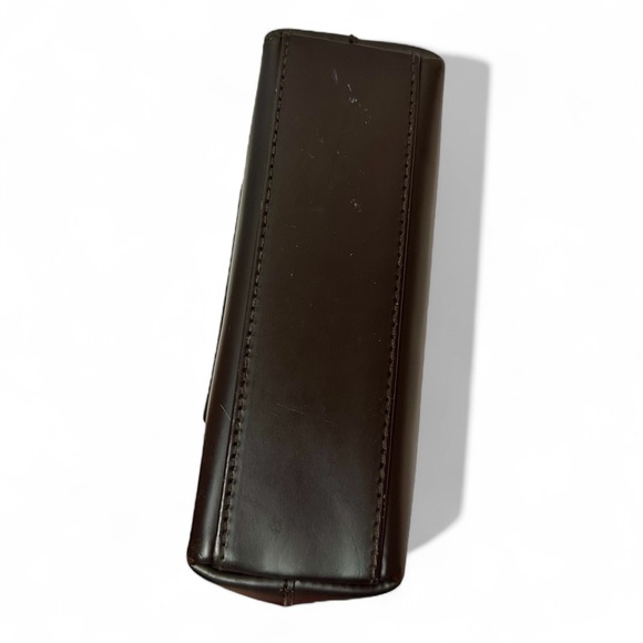 Authentic Gucci Brown Leather Square G Monogram Makeup Cosmetic Bag Pouch - Picture 3 of 9